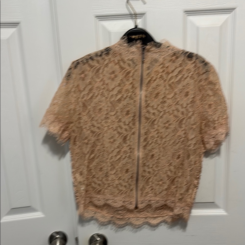 Zara Tan Ruched Ruffled Blouse - Picture 4 of 5